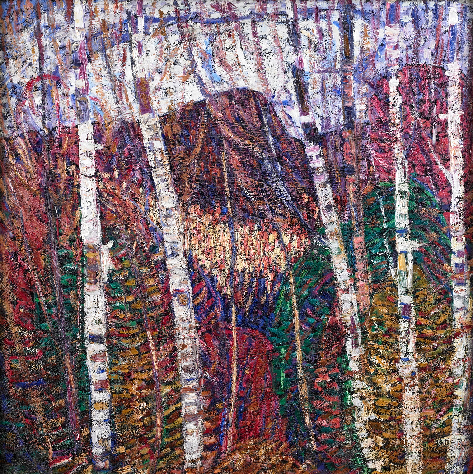 Teli mintás hosszú ujjú póló (Marsden Hartley - White birches)