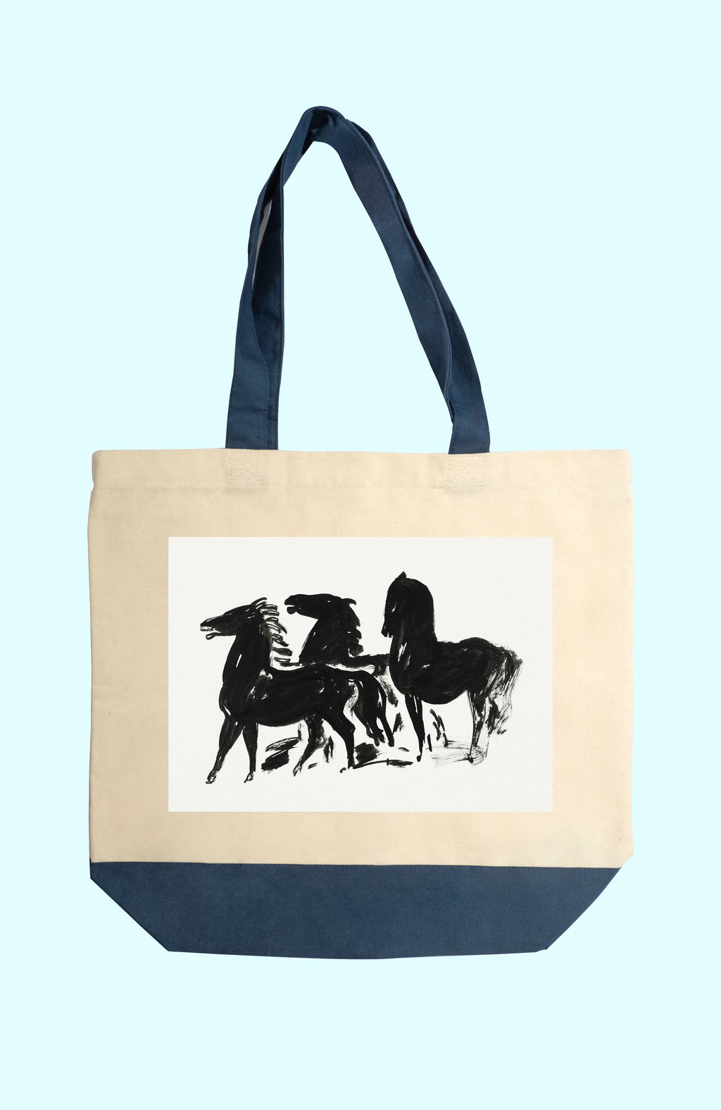 Vászon tote táska (Leo Gestel - Three Black Horses Standing Looking Left)