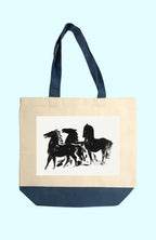 Vászon tote táska (Leo Gestel - Three Black Horses Standing Looking Left)