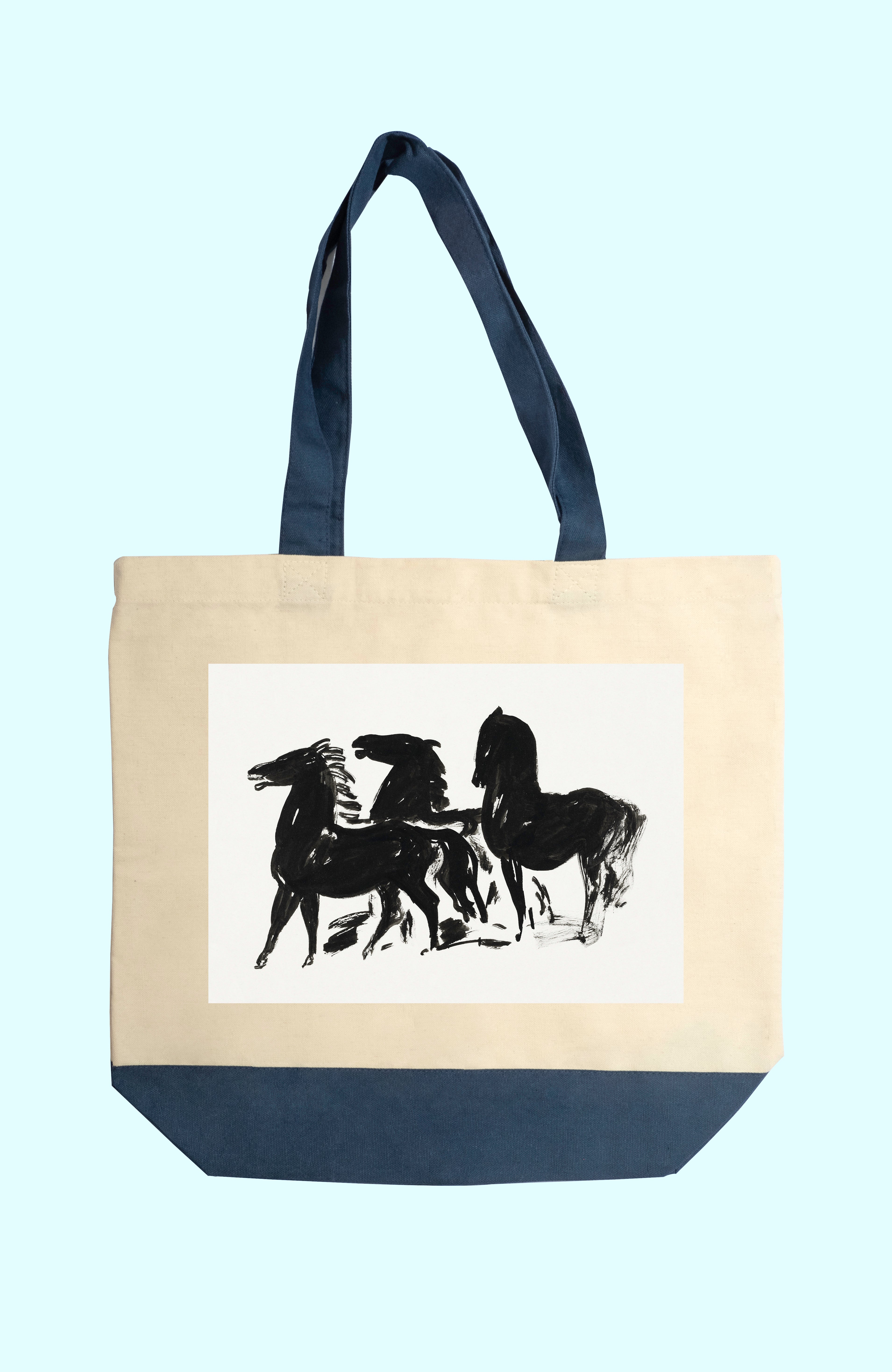 Vászon tote táska (Leo Gestel - Three Black Horses Standing Looking Left)